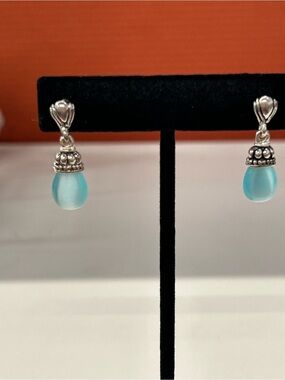 Beautiful blue chalcedony Sterling Silver mini drop earrings